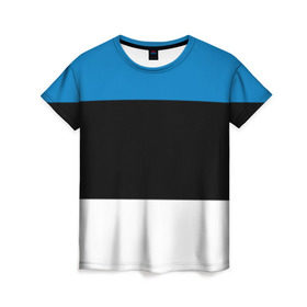 Женская футболка 3D с принтом Эстония. Флаг. в Белгороде, 100% полиэфир ( синтетическое хлопкоподобное полотно) | прямой крой, круглый вырез горловины, длина до линии бедер | Тематика изображения на принте: балтии | государство | прибалтика | республика | снг | ссср | страна | страны | эстония