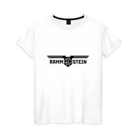 Женская футболка хлопок с принтом Rammstein в Белгороде, 100% хлопок | прямой крой, круглый вырез горловины, длина до линии бедер, слегка спущенное плечо | germany | rammstein | индостриал металл | немецкая группа | немцы | пиротехника | раммштайн | рок | рок группа | три икса | ххх