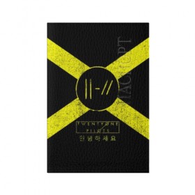 Обложка для паспорта матовая кожа с принтом Twenty One Pilots 13 в Белгороде, натуральная матовая кожа | размер 19,3 х 13,7 см; прозрачные пластиковые крепления | abstract | one pilots | twenty one | twenty one pilots | желтый | твенти ван | твенти ван пайлотс