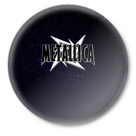 Значок с принтом Metallica в Белгороде,  металл | круглая форма, металлическая застежка в виде булавки | Тематика изображения на принте: metallica | группа | метал | металлика | музыка | песни | рок
