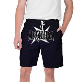 Мужские шорты 3D с принтом Metallica в Белгороде,  полиэстер 100% | прямой крой, два кармана без застежек по бокам. Мягкая трикотажная резинка на поясе, внутри которой широкие завязки. Длина чуть выше колен | metallica | группа | метал | металлика | музыка | песни | рок