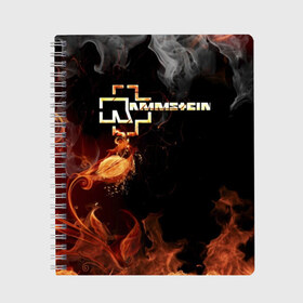 Тетрадь с принтом Rammstein в Белгороде, 100% бумага | 48 листов, плотность листов — 60 г/м2, плотность картонной обложки — 250 г/м2. Листы скреплены сбоку удобной пружинной спиралью. Уголки страниц и обложки скругленные. Цвет линий — светло-серый
 | du hast | heavy | herzeleid | metal | mutter | rammstein | reise | rosenrot | sehnsucht | till lindemann | группа | метал | рамштайн | рок | тилль линдеманн | хард