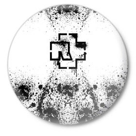 Значок с принтом RAMMSTEIN в Белгороде,  металл | круглая форма, металлическая застежка в виде булавки | metallica | music | rammstein | rock | брызги | краски | металл | металлика | музыка | раммштайн | рок | рок группа