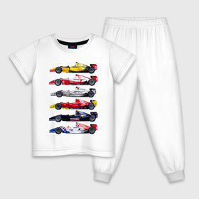 Детская пижама хлопок с принтом F1 Болиды 3 в Белгороде, 100% хлопок |  брюки и футболка прямого кроя, без карманов, на брюках мягкая резинка на поясе и по низу штанин
 | f1 | f2 | авто | болид | болиды | гонки | формула 1