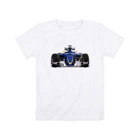 Детская футболка хлопок с принтом Sauber F1 Team в Белгороде, 100% хлопок | круглый вырез горловины, полуприлегающий силуэт, длина до линии бедер | Тематика изображения на принте: f1. болид | авто | гонки | формула 1