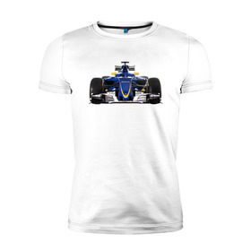 Мужская футболка премиум с принтом Sauber F1 Team в Белгороде, 92% хлопок, 8% лайкра | приталенный силуэт, круглый вырез ворота, длина до линии бедра, короткий рукав | f1. болид | авто | гонки | формула 1