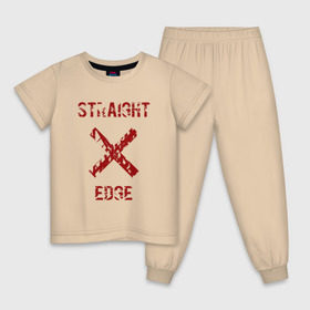 Детская пижама хлопок с принтом Straight edge в Белгороде, 100% хлопок |  брюки и футболка прямого кроя, без карманов, на брюках мягкая резинка на поясе и по низу штанин
 | straight edge | sxe | острая грань | схе