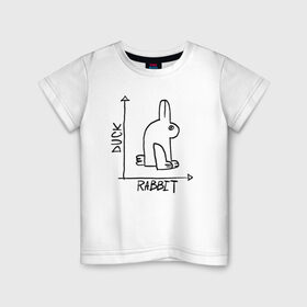 Детская футболка хлопок с принтом Утка. Кролик в Белгороде, 100% хлопок | круглый вырез горловины, полуприлегающий силуэт, длина до линии бедер | алгебра | геометрия | животные | иллюзия | кролик | обман зрения | утка | юмор
