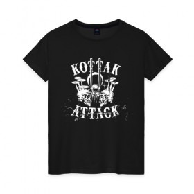Женская футболка хлопок с принтом Kottak Attack в Белгороде, 100% хлопок | прямой крой, круглый вырез горловины, длина до линии бедер, слегка спущенное плечо | scorpions | альбом | джеймс коттак