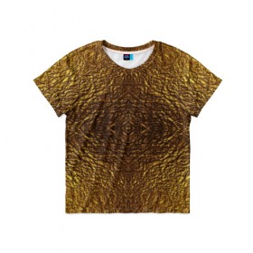 Детская футболка 3D с принтом Gold metal texture в Белгороде, 100% гипоаллергенный полиэфир | прямой крой, круглый вырез горловины, длина до линии бедер, чуть спущенное плечо, ткань немного тянется | gold | metal | pattern. | precious | texture | драгоценный | золото | металл | текстура | узор