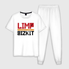 Мужская пижама хлопок с принтом Limp Bizkit в Белгороде, 100% хлопок | брюки и футболка прямого кроя, без карманов, на брюках мягкая резинка на поясе и по низу штанин
 | dj lethal | американская | группа | джон отто | ню метал | рок | рэп | уэс борланд | фред дёрст