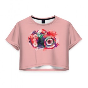 Женская футболка Cropp-top с принтом Я Фотограф в Белгороде, 100% полиэстер | круглая горловина, длина футболки до линии талии, рукава с отворотами | для | линза | объектив | съемка | тушка | фотик | фотоапарат | фотограф