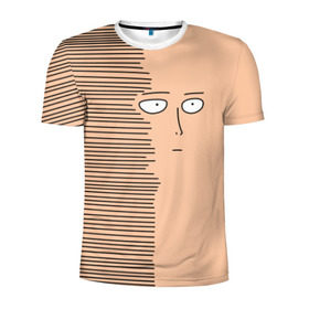 Мужская футболка 3D спортивная с принтом Сайтама в Белгороде, 100% полиэстер с улучшенными характеристиками | приталенный силуэт, круглая горловина, широкие плечи, сужается к линии бедра | one punch man | saitama | аниме | ванпанчмен | сайтама