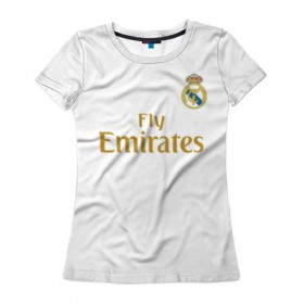 Женская футболка 3D с принтом Азар Реал Мадрид 2019 в Белгороде, 100% полиэфир ( синтетическое хлопкоподобное полотно) | прямой крой, круглый вырез горловины, длина до линии бедер | 