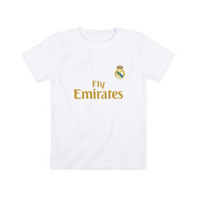 Детская футболка хлопок с принтом Эден Азар Реал 2019 Gold в Белгороде, 100% хлопок | круглый вырез горловины, полуприлегающий силуэт, длина до линии бедер | hazard | madrid | real | real madrid | азар | реал | реал мадрид | спорт | футбол | эден азар