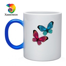 Кружка хамелеон с принтом Бабочки. в Белгороде, керамика | меняет цвет при нагревании, емкость 330 мл | бабочка | бабочки | животные | красота | насекомые | природа | яркий