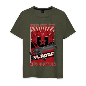 Мужская футболка хлопок с принтом VLADOF-GUNS FOR THE REVOLUTION в Белгороде, 100% хлопок | прямой крой, круглый вырез горловины, длина до линии бедер, слегка спущенное плечо. | 