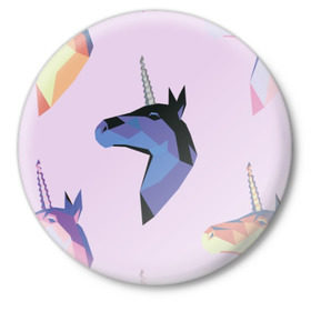 Значок с принтом Единорог в Белгороде,  металл | круглая форма, металлическая застежка в виде булавки | единорог | животное | конь | лошадь
