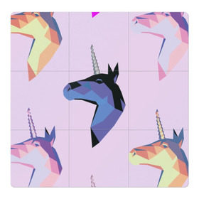 Магнитный плакат 3Х3 с принтом Единорог в Белгороде, Полимерный материал с магнитным слоем | 9 деталей размером 9*9 см | единорог | животное | конь | лошадь