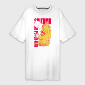 Платье-футболка хлопок с принтом Saitama в Белгороде,  |  | anime | hero | man | ok | ok hero | one | one punch | punch | superhero | аниме | ванпанч | ванпачмен | генос | один удар | сайтама | супергерой