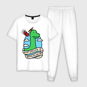 Мужская пижама хлопок с принтом Dinosaur в Белгороде, 100% хлопок | брюки и футболка прямого кроя, без карманов, на брюках мягкая резинка на поясе и по низу штанин
 | дино | динозавр | метиорит