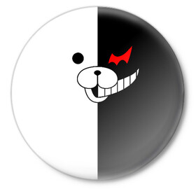 Значок с принтом MONOKUMA (КАПЮШОН) | МОНОКУМА в Белгороде,  металл | круглая форма, металлическая застежка в виде булавки | anime | bear | black  white | danganronpa | kurokuma | monodam | monokuma | monomi | monotaro | pink | rabbit | school | shirokuma | аниме | главарь | мoноми | монокума | черно белый | школа