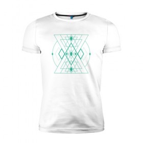 Мужская футболка премиум с принтом Мужество сакрала в Белгороде, 92% хлопок, 8% лайкра | приталенный силуэт, круглый вырез ворота, длина до линии бедра, короткий рукав | fractal | sacral | сакрал | сакральная геометрия | тетрайдер | треугольник | узоры | фракталы