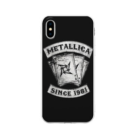 Чехол для iPhone X матовый с принтом Metallica в Белгороде, Силикон | Печать на задней стороне чехла, без боковой панели | album | black | concert | heavy | kirk | metal | metallica | music | rock | tolls | джеймс хэтфилд | кирк хэмметт | клифф бёртон | ларс ульрих | метал | металлика | трэш
