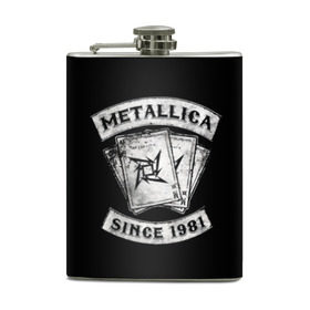 Фляга с принтом Metallica в Белгороде, металлический корпус | емкость 0,22 л, размер 125 х 94 мм. Виниловая наклейка запечатывается полностью | album | black | concert | heavy | kirk | metal | metallica | music | rock | tolls | джеймс хэтфилд | кирк хэмметт | клифф бёртон | ларс ульрих | метал | металлика | трэш