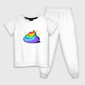 Детская пижама хлопок с принтом Какашка в Белгороде, 100% хлопок |  брюки и футболка прямого кроя, без карманов, на брюках мягкая резинка на поясе и по низу штанин
 | арт | единорог | красиво | радуга | рисунок | смешно | цветная | юмор