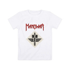 Детская футболка хлопок с принтом Manowar в Белгороде, 100% хлопок | круглый вырез горловины, полуприлегающий силуэт, длина до линии бедер | американская | группа | карл кэнеди | метал | скандинавская мифология | хеви | эрик адамс