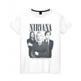 Женская футболка хлопок с принтом Nirvana в Белгороде, 100% хлопок | прямой крой, круглый вырез горловины, длина до линии бедер, слегка спущенное плечо | альтернативный рок | американская | гранж | дэйв грол | крист энтони новоселич | курт кобейн | рок группа
