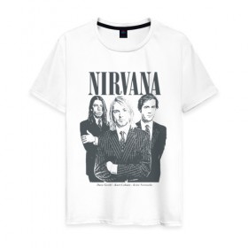 Мужская футболка хлопок с принтом Nirvana в Белгороде, 100% хлопок | прямой крой, круглый вырез горловины, длина до линии бедер, слегка спущенное плечо. | альтернативный рок | американская | гранж | дэйв грол | крист энтони новоселич | курт кобейн | рок группа