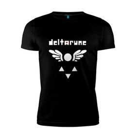 Мужская футболка премиум с принтом DELTARUNE в Белгороде, 92% хлопок, 8% лайкра | приталенный силуэт, круглый вырез ворота, длина до линии бедра, короткий рукав | Тематика изображения на принте: delta r | delta rune | deltarune | deltarune 2 | deltarune сердце | дельта | дельта руна | дельтаран.