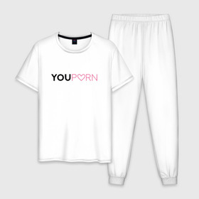 Мужская пижама хлопок с принтом YouPorn в Белгороде, 100% хлопок | брюки и футболка прямого кроя, без карманов, на брюках мягкая резинка на поясе и по низу штанин
 | Тематика изображения на принте: brazzers | you | браззерс | сайт