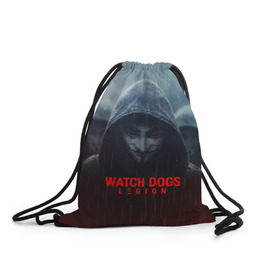 Рюкзак-мешок 3D с принтом WATCH DOGS LEGION в Белгороде, 100% полиэстер | плотность ткани — 200 г/м2, размер — 35 х 45 см; лямки — толстые шнурки, застежка на шнуровке, без карманов и подкладки | Тематика изображения на принте: action | ct os | ded sec | fox | game | hacker | legion | watch dogs | watch dogs 2 | watch dogs legion | знак лиса | игра | компьютерная игра | легион | хакер