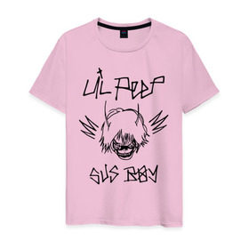Мужская футболка хлопок с принтом Lil Peep в Белгороде, 100% хлопок | прямой крой, круглый вырез горловины, длина до линии бедер, слегка спущенное плечо. | crybaby | gustav elijah ahr | hellboy | lil peep | lilpeep | peep | rap | густав элайджа ар | лил пип | рэп | хип хоп | эмо рэп