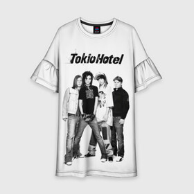 Детское платье 3D с принтом Tokio Hotel в Белгороде, 100% полиэстер | прямой силуэт, чуть расширенный к низу. Круглая горловина, на рукавах — воланы | alternative rock | band | bill kaulitz | boys | german | hotel | music | pop rock | powerpop | synthpop | tokyo | tom ka | альтернативный рок | билл каулитц | георг листинг | группа | густав шефер | мальчики | музыка | немецкая | отель | пауэр поп