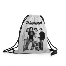 Рюкзак-мешок 3D с принтом Tokio Hotel в Белгороде, 100% полиэстер | плотность ткани — 200 г/м2, размер — 35 х 45 см; лямки — толстые шнурки, застежка на шнуровке, без карманов и подкладки | alternative rock | band | bill kaulitz | boys | german | hotel | music | pop rock | powerpop | synthpop | tokyo | tom ka | альтернативный рок | билл каулитц | георг листинг | группа | густав шефер | мальчики | музыка | немецкая | отель | пауэр поп