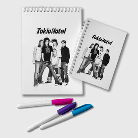 Блокнот с принтом Tokio Hotel в Белгороде, 100% бумага | 48 листов, плотность листов — 60 г/м2, плотность картонной обложки — 250 г/м2. Листы скреплены удобной пружинной спиралью. Цвет линий — светло-серый
 | alternative rock | band | bill kaulitz | boys | german | hotel | music | pop rock | powerpop | synthpop | tokyo | tom ka | альтернативный рок | билл каулитц | георг листинг | группа | густав шефер | мальчики | музыка | немецкая | отель | пауэр поп