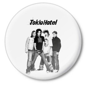 Значок с принтом Tokio Hotel в Белгороде,  металл | круглая форма, металлическая застежка в виде булавки | alternative rock | band | bill kaulitz | boys | german | hotel | music | pop rock | powerpop | synthpop | tokyo | tom ka | альтернативный рок | билл каулитц | георг листинг | группа | густав шефер | мальчики | музыка | немецкая | отель | пауэр поп