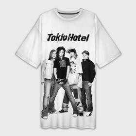 Платье-футболка 3D с принтом Tokio Hotel в Белгороде,  |  | alternative rock | band | bill kaulitz | boys | german | hotel | music | pop rock | powerpop | synthpop | tokyo | tom ka | альтернативный рок | билл каулитц | георг листинг | группа | густав шефер | мальчики | музыка | немецкая | отель | пауэр поп