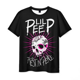 Мужская футболка 3D с принтом Lil Peep в Белгороде, 100% полиэфир | прямой крой, круглый вырез горловины, длина до линии бедер | crybaby | gustav elijah ahr | hellboy | lil peep | lilpeep | peep | rap | густав элайджа ар | лил пип | рэп | хип хоп | эмо рэп