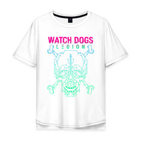 Мужская футболка хлопок Oversize с принтом WATCH DOGS LEGION в Белгороде, 100% хлопок | свободный крой, круглый ворот, “спинка” длиннее передней части | action | ct os | ded sec | fox | game | hacker | legion | watch dogs | watch dogs 2 | watch dogs legion | знак лиса | игра | компьютерная игра | легион | хакер