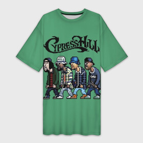 Платье-футболка 3D с принтом Cypress Hill в Белгороде,  |  | b real | cypress hill | dj muggs | eric bobo | sen dog | альтернативный рэп | американская | гангста рэп | кипарисовый | лос анджелес | музыка | ню метал | рэп метал | рэп рок | рэпкор | сен дог | сша | хип хоп