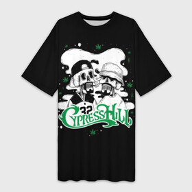 Платье-футболка 3D с принтом Cypress Hill в Белгороде,  |  | b real | cypress hill | dj muggs | eric bobo | sen dog | альтернативный рэп | американская | гангста рэп | кипарисовый | лос анджелес | музыка | ню метал | рэп метал | рэп рок | рэпкор | сен дог | сша | хип хоп