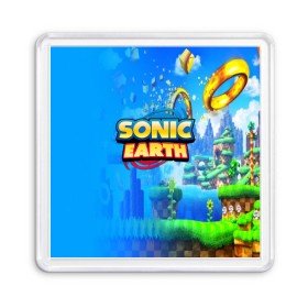 Магнит 55*55 с принтом SONIC EARTH в Белгороде, Пластик | Размер: 65*65 мм; Размер печати: 55*55 мм | hedgehog | metal sonic | silver | silver the hedgehog | sonic | sonic boom | sonic the hedgehog | ёж сонник | игры | соник | фильмы