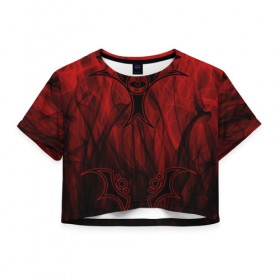 Женская футболка Cropp-top с принтом Red-n-black okto в Белгороде, 100% полиэстер | круглая горловина, длина футболки до линии талии, рукава с отворотами | okto | байкер | всевидящее око | геометрия | красный | мото | огонь | узор | чёрный