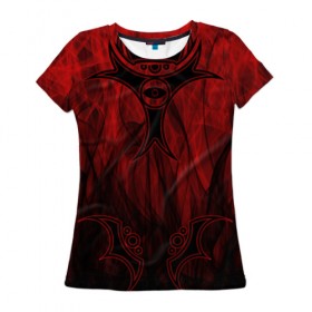 Женская футболка 3D с принтом Red-n-black okto в Белгороде, 100% полиэфир ( синтетическое хлопкоподобное полотно) | прямой крой, круглый вырез горловины, длина до линии бедер | okto | байкер | всевидящее око | геометрия | красный | мото | огонь | узор | чёрный