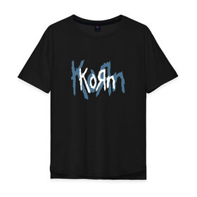 Мужская футболка хлопок Oversize с принтом Korn в Белгороде, 100% хлопок | свободный крой, круглый ворот, “спинка” длиннее передней части | korn | koяn | джонатан дэвис | корн | ню метал | нюметал | рок